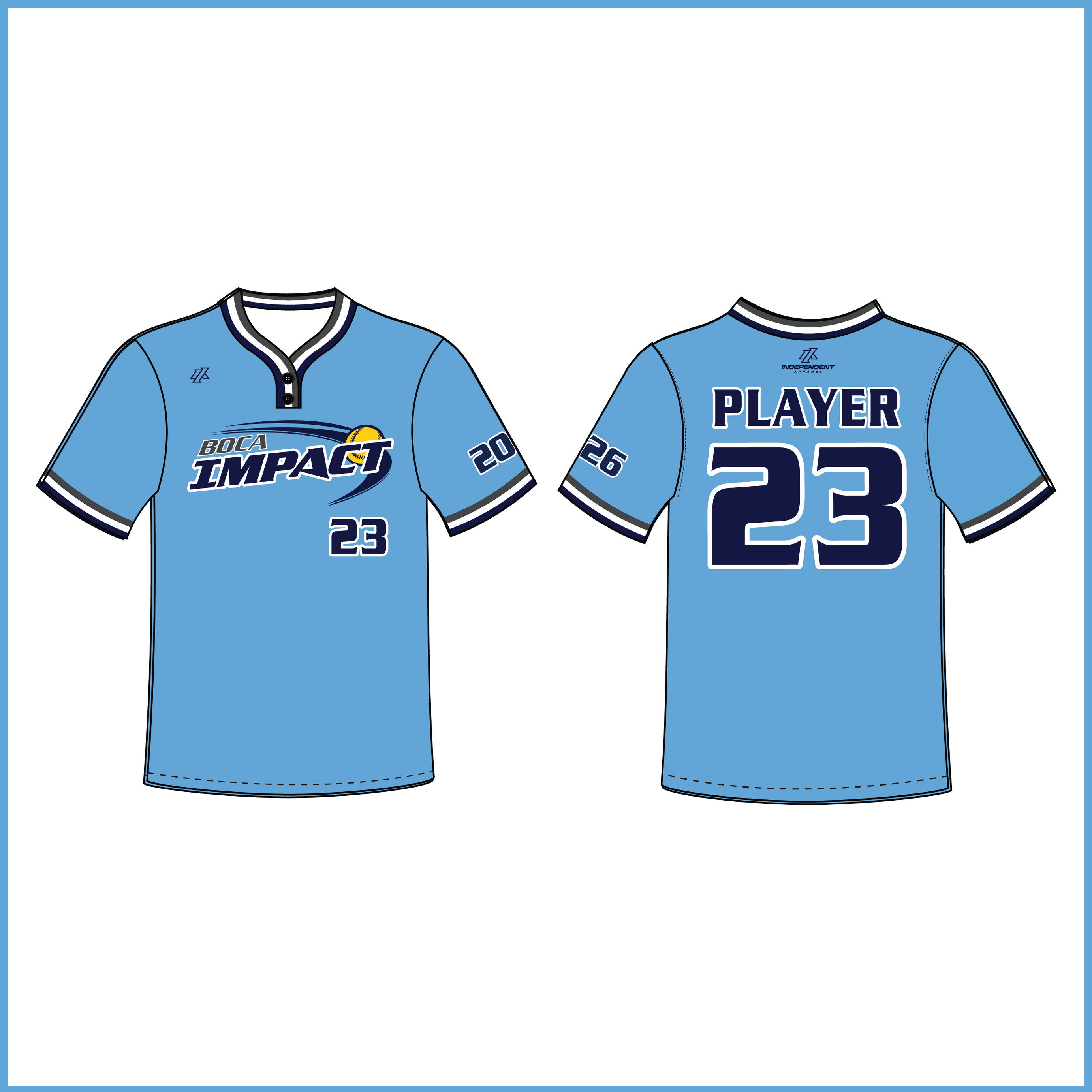 Yu 12U Blue 2-Button Jersey