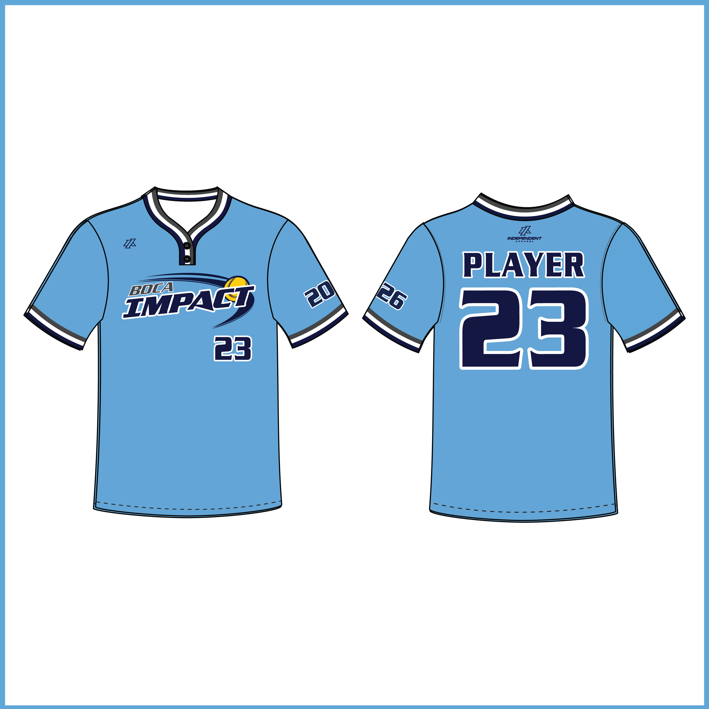 Yu 12U Blue 2-Button Jersey