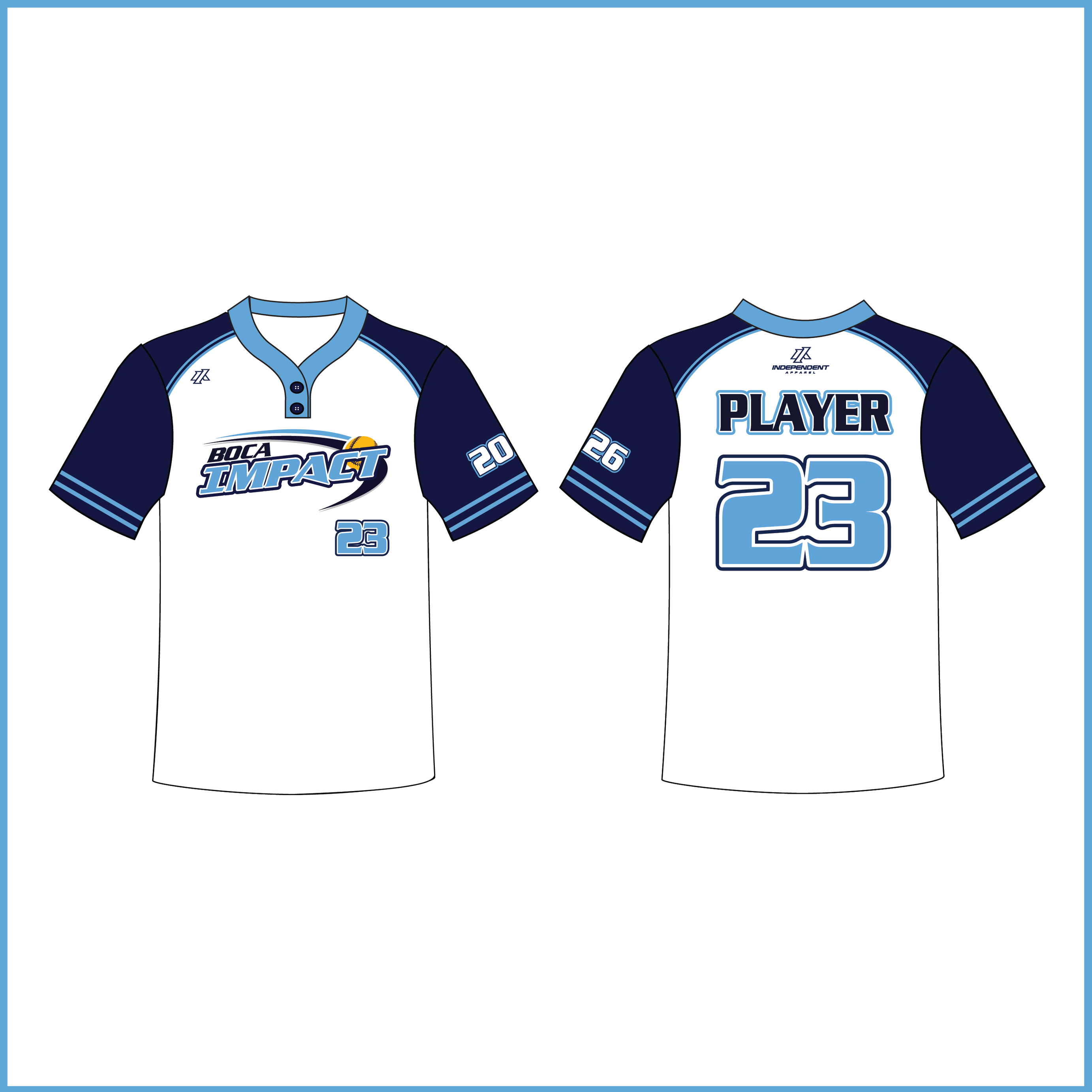 Byrd/Gollin 14U White/Navy 2-Button Jersey