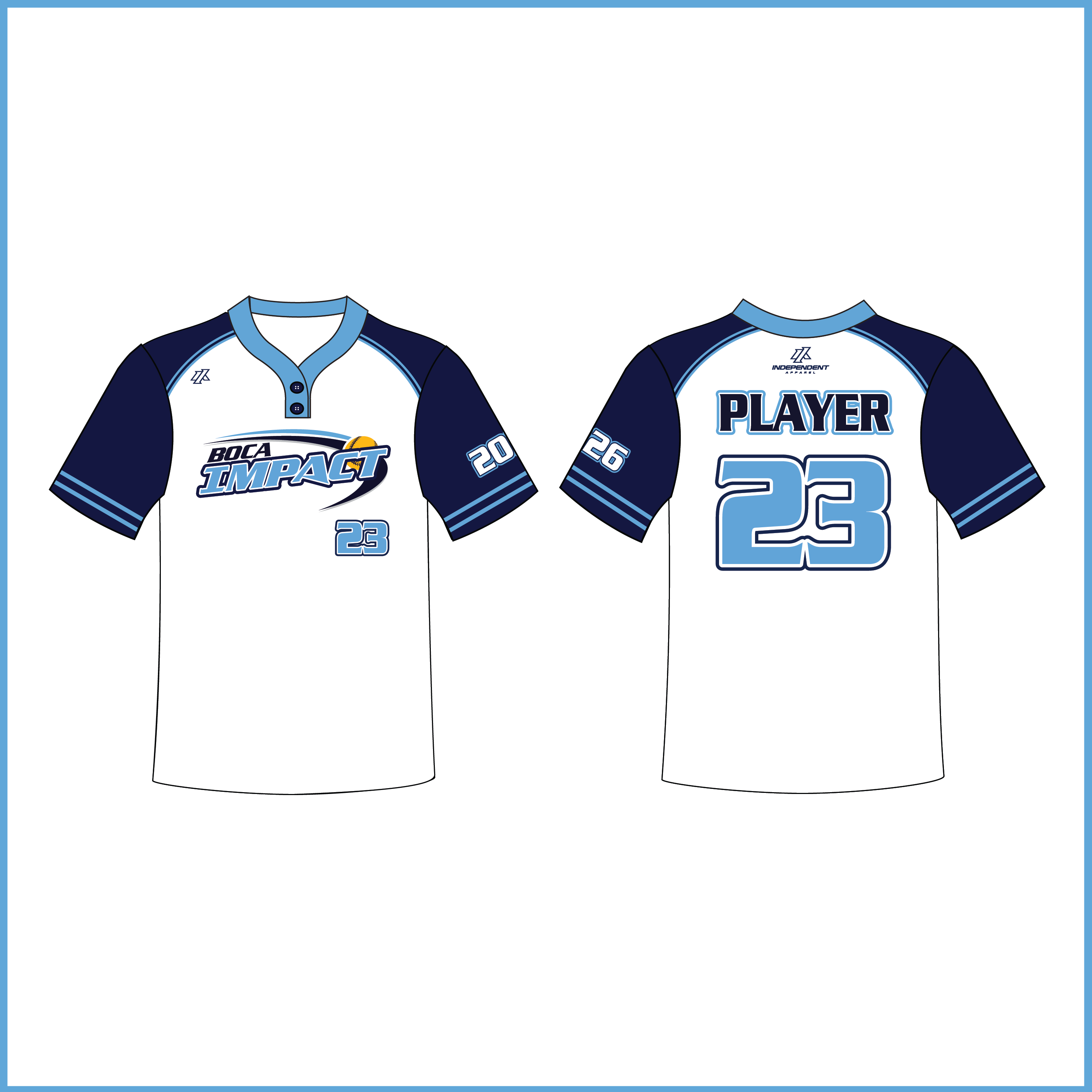 Byrd/Gollin 14U White/Navy 2-Button Jersey