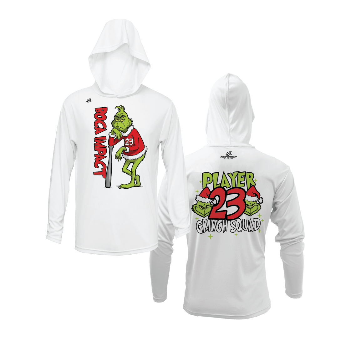 Boca Impact Holiday Grinch 2025 White Lightweight Hoodie