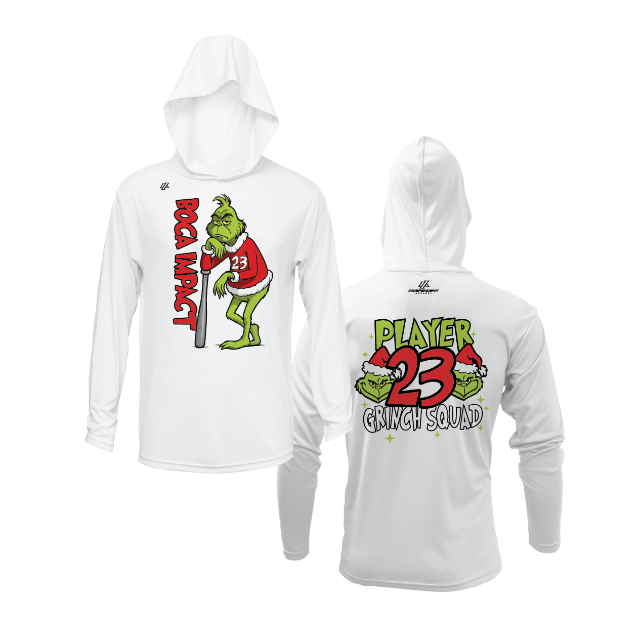Boca Impact Holiday Grinch 2025 White Lightweight Hoodie