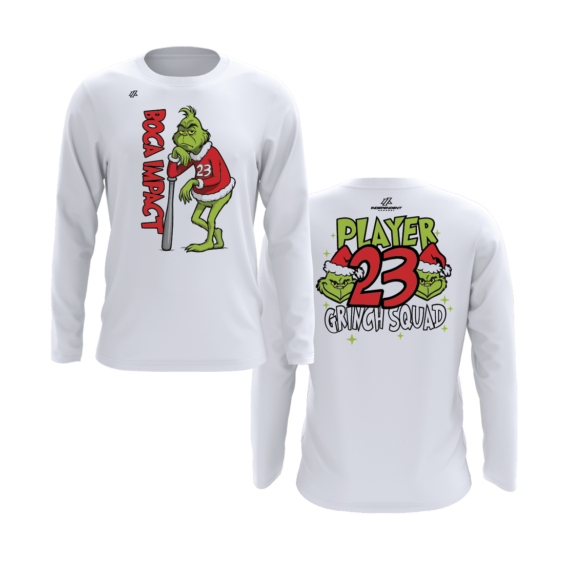 Boca Impact Holiday Grinch 2025 White Long Sleeve Shirt