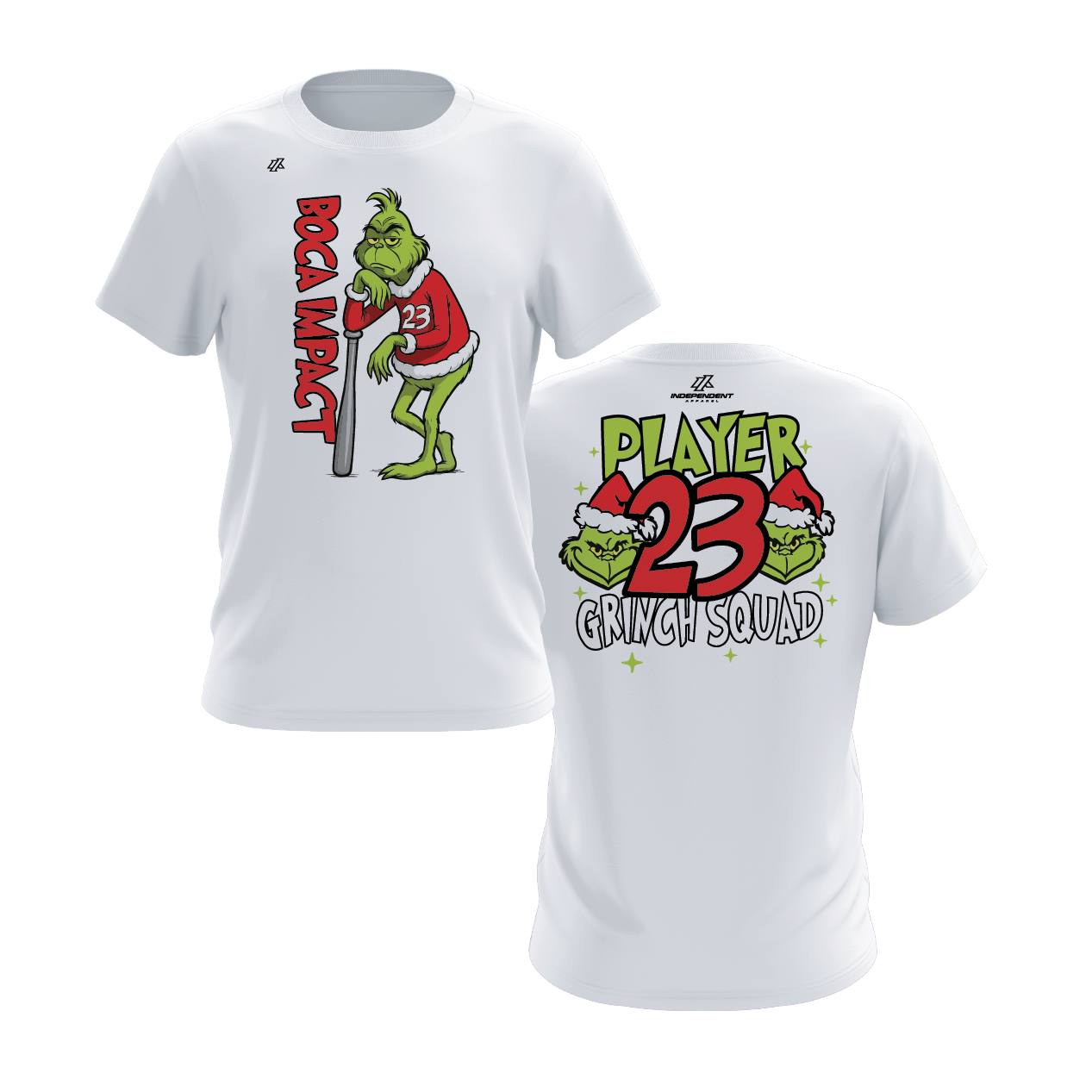 Boca Impact Holiday Grinch 2025 White Short Sleeve Shirt