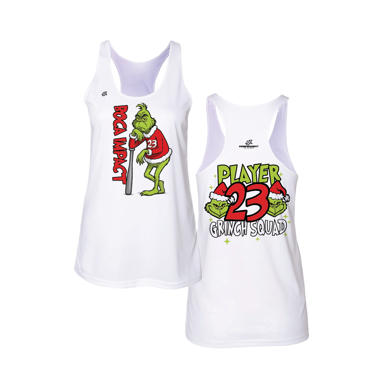 Boca Impact Holiday Grinch 2025 Women's White Tank Top