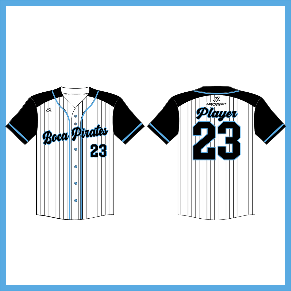 Boca Pirates Pinstripe Full Button Jersey