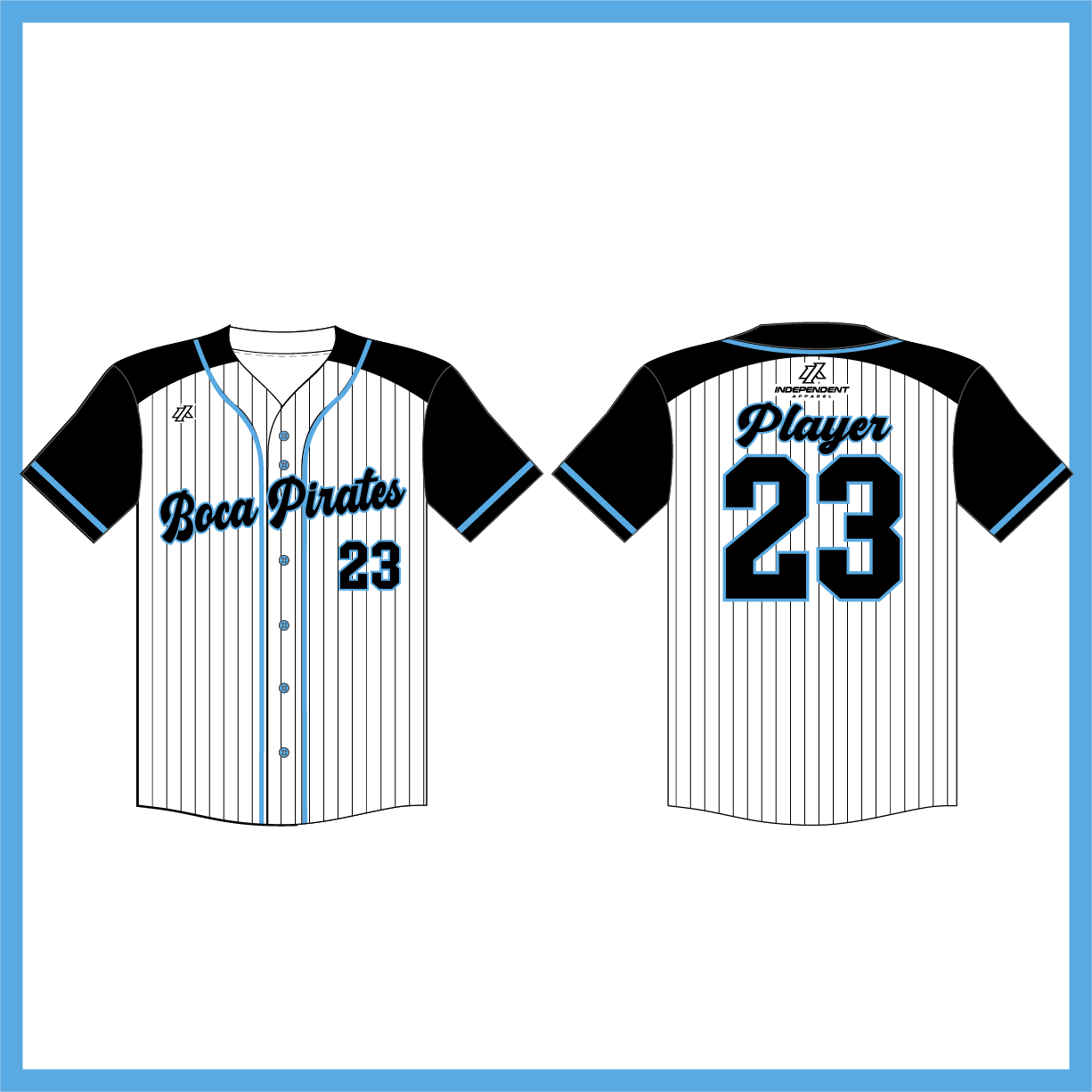 Boca Pirates Pinstripe Full Button Jersey