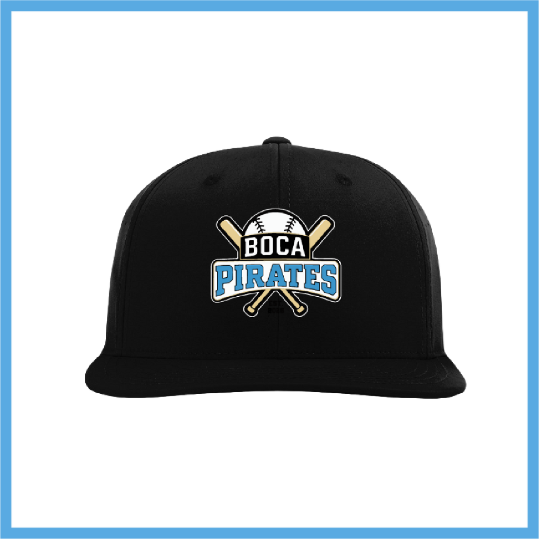 Boca Pirates Baseball Logo Black Fitted Hat