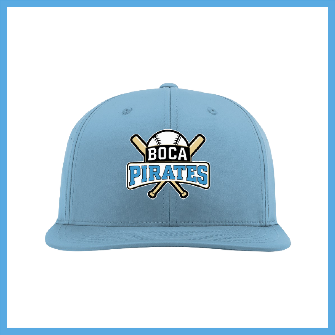 Boca Pirates Baseball Logo Light Blue Fitted Hat