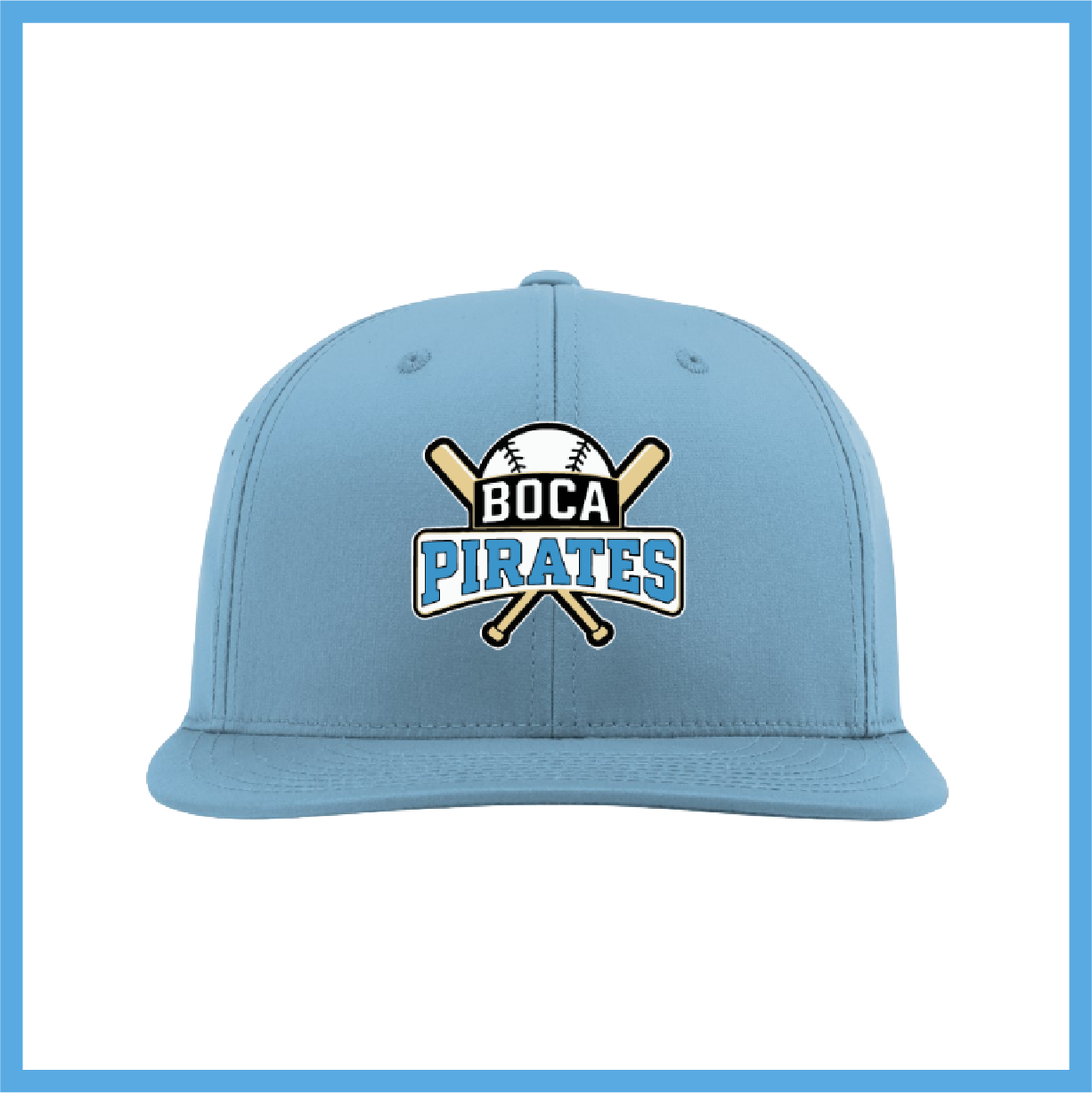 Boca Pirates Baseball Logo Light Blue Fitted Hat