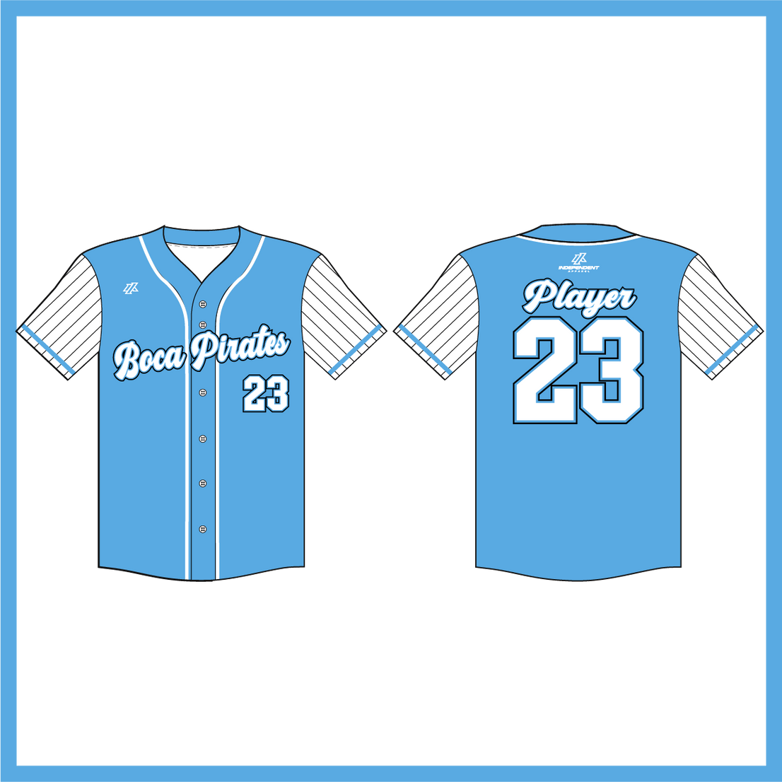 Boca Pirates Light Blue Full Button Jersey