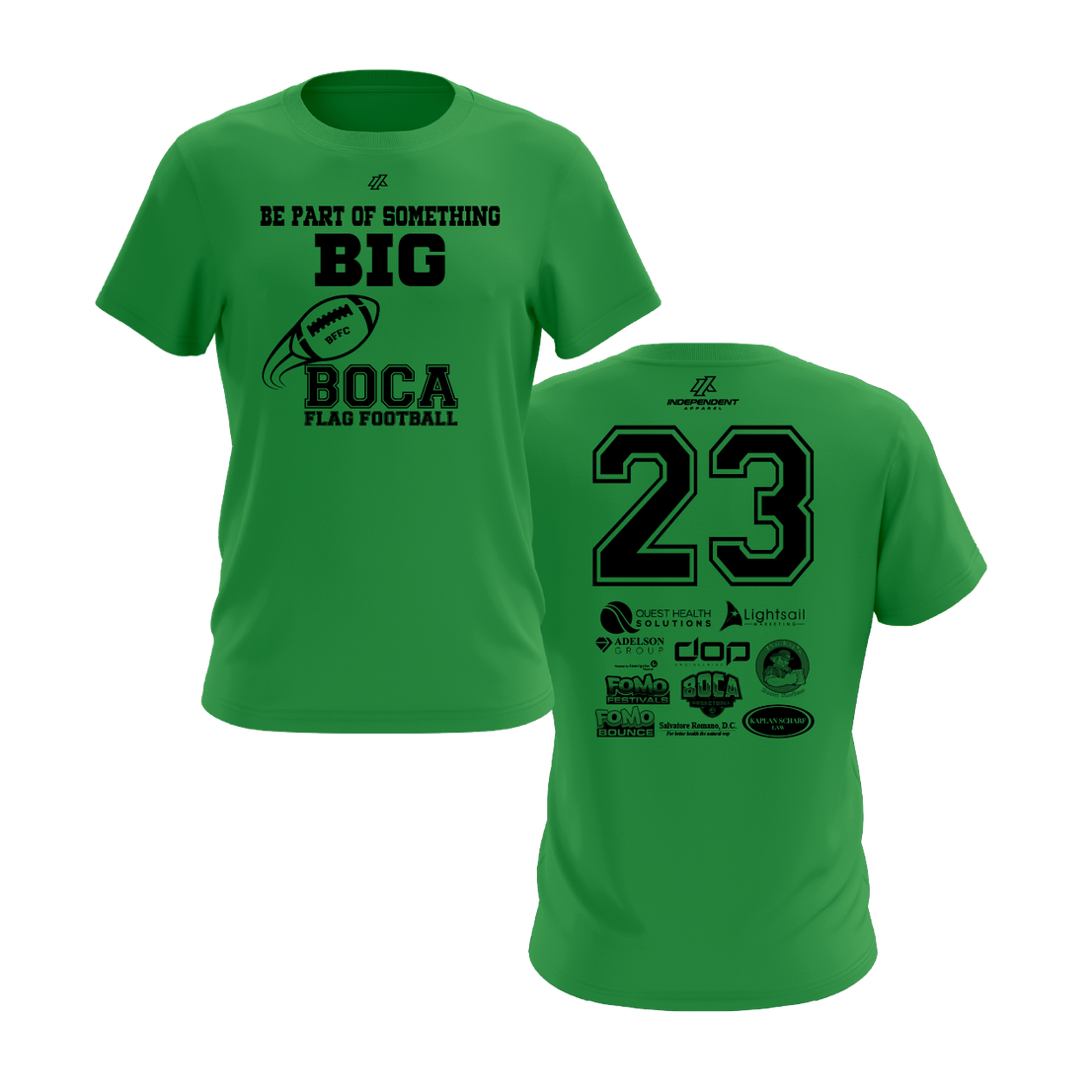 BOCA FLAG FOOTBALL GREEN PACTICE JERSEY (TIGERS)
