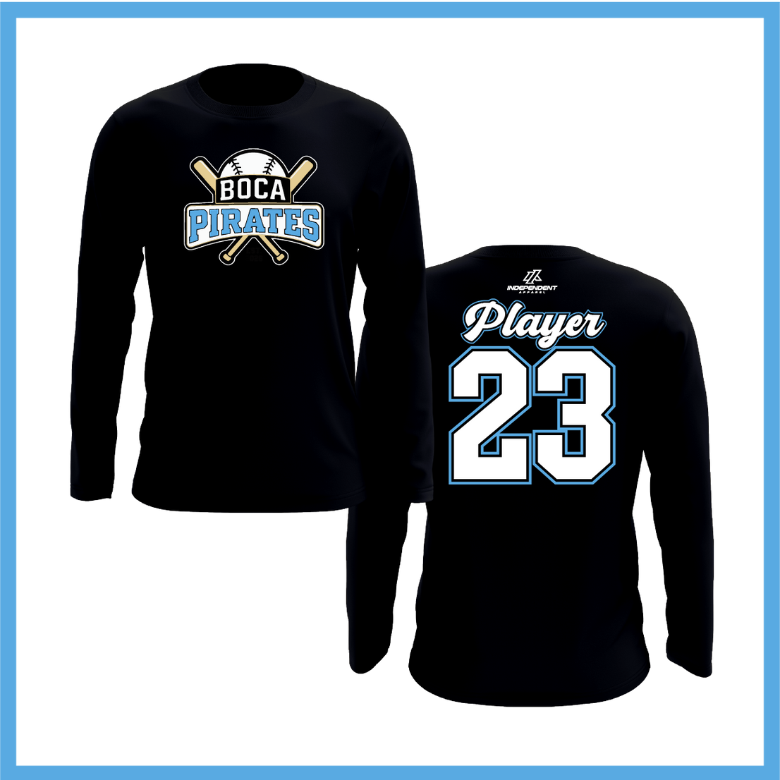 Boca Pirates Baseball Logo Long Sleeve Shirt