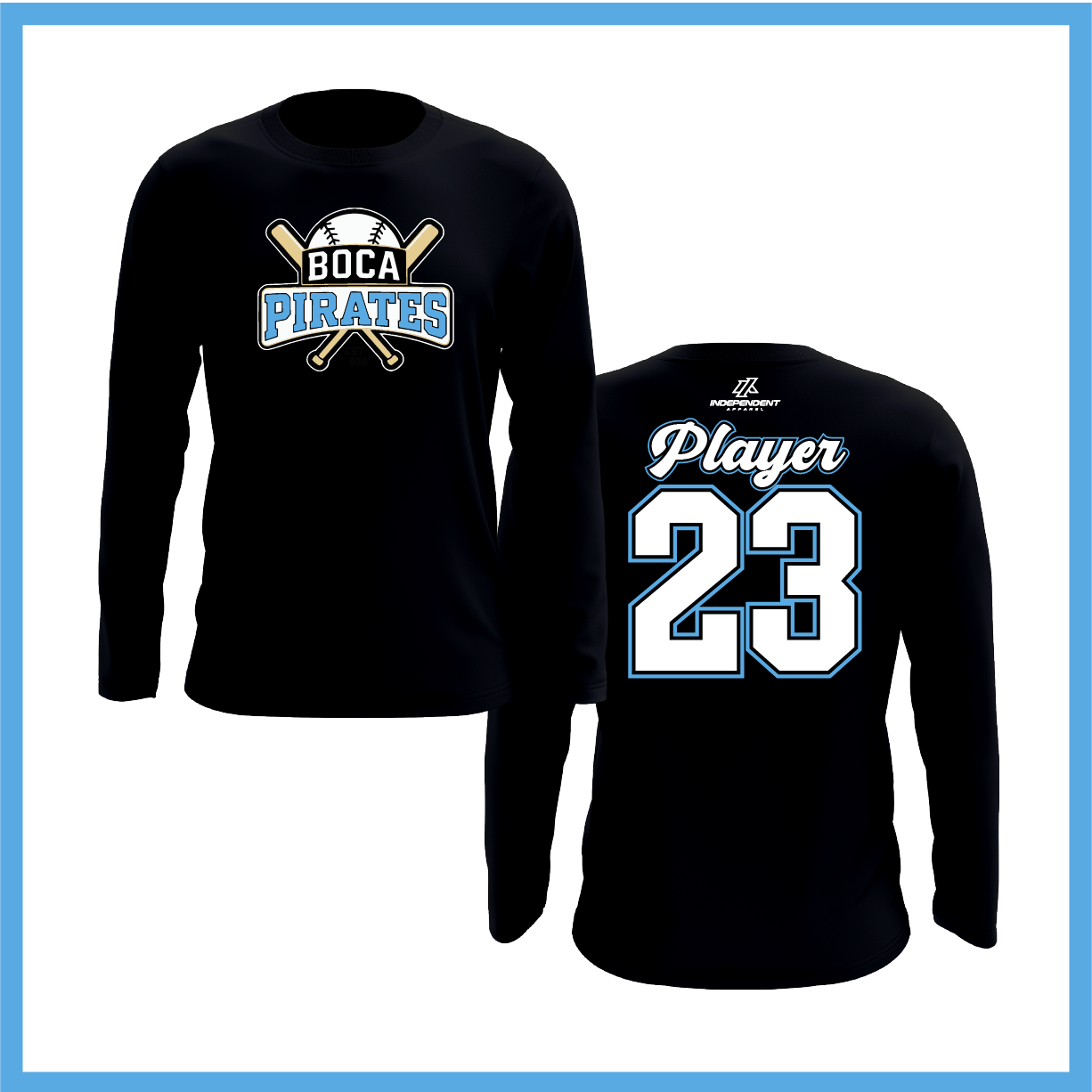Boca Pirates Baseball Logo Long Sleeve Shirt