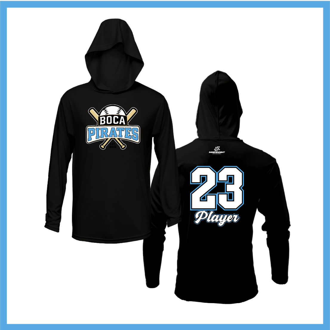 Boca Pirates Baseball Logo Lightweight Hoodie