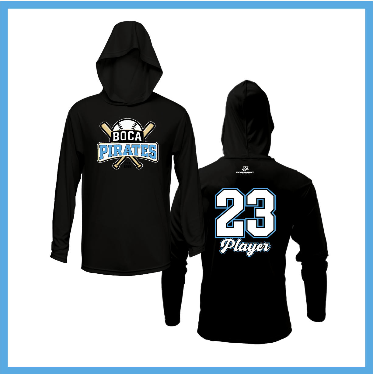 Boca Pirates Baseball Logo Lightweight Hoodie