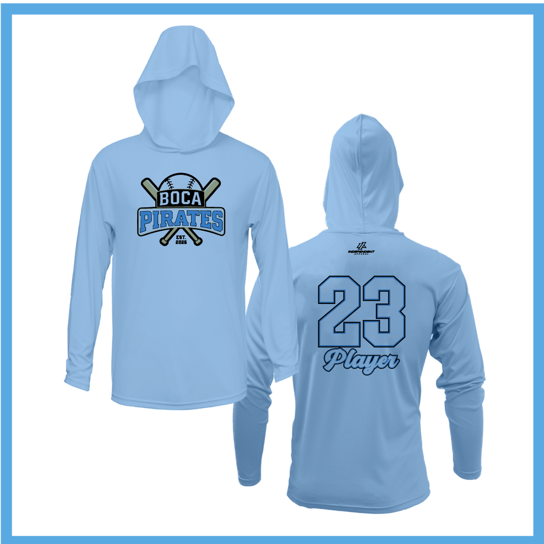 Boca Pirates Baseball Logo Lightweight Hoodie