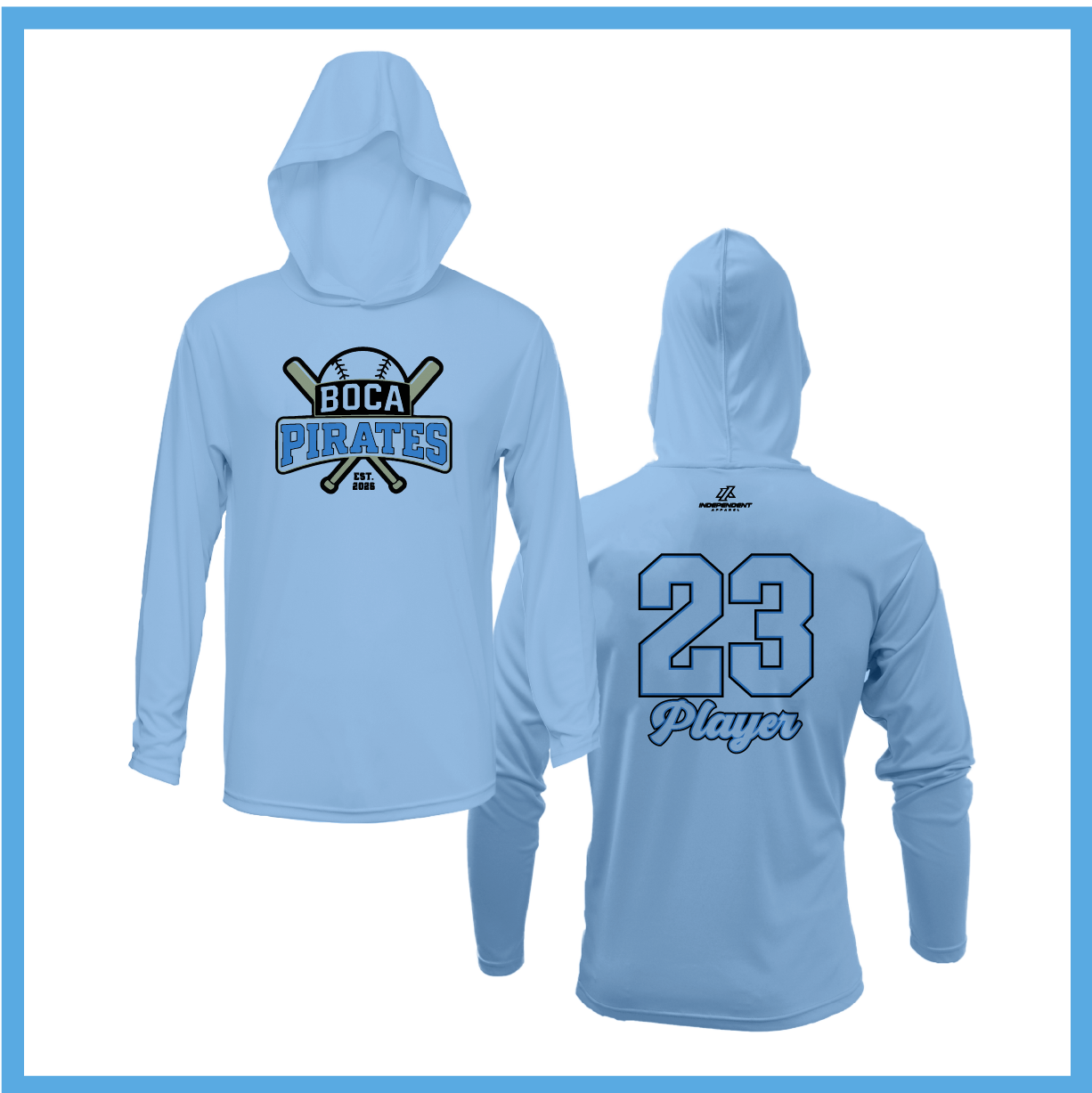 Boca Pirates Baseball Logo Lightweight Hoodie
