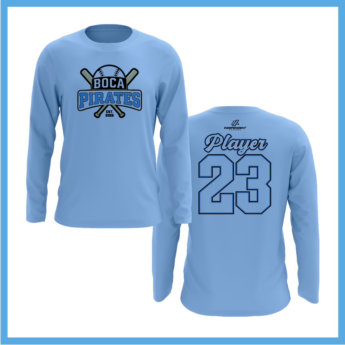 Boca Pirates Baseball Logo Long Sleeve Shirt