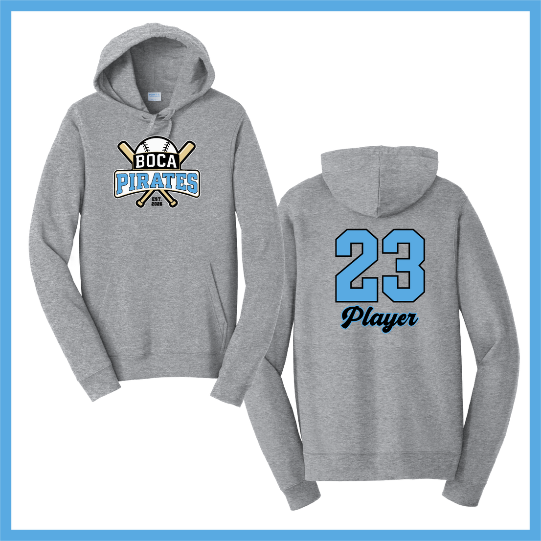 Boca Pirates Baseball Logo Cotton Sweatshirt Hoodie
