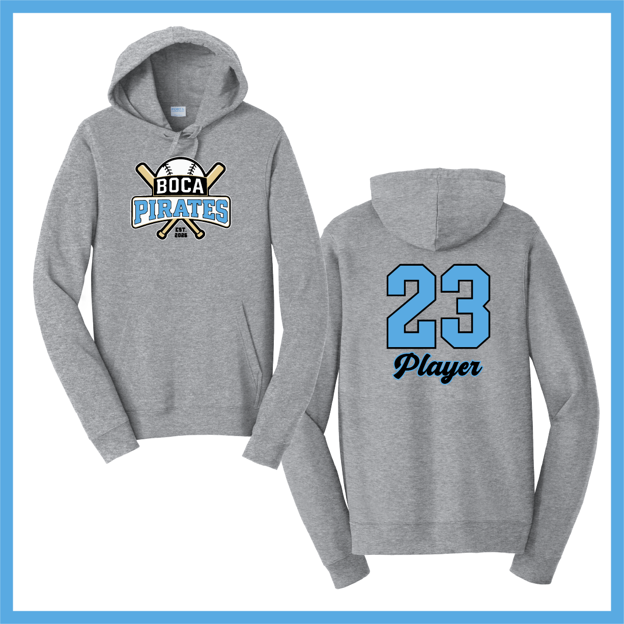 Boca Pirates Baseball Logo Cotton Sweatshirt Hoodie