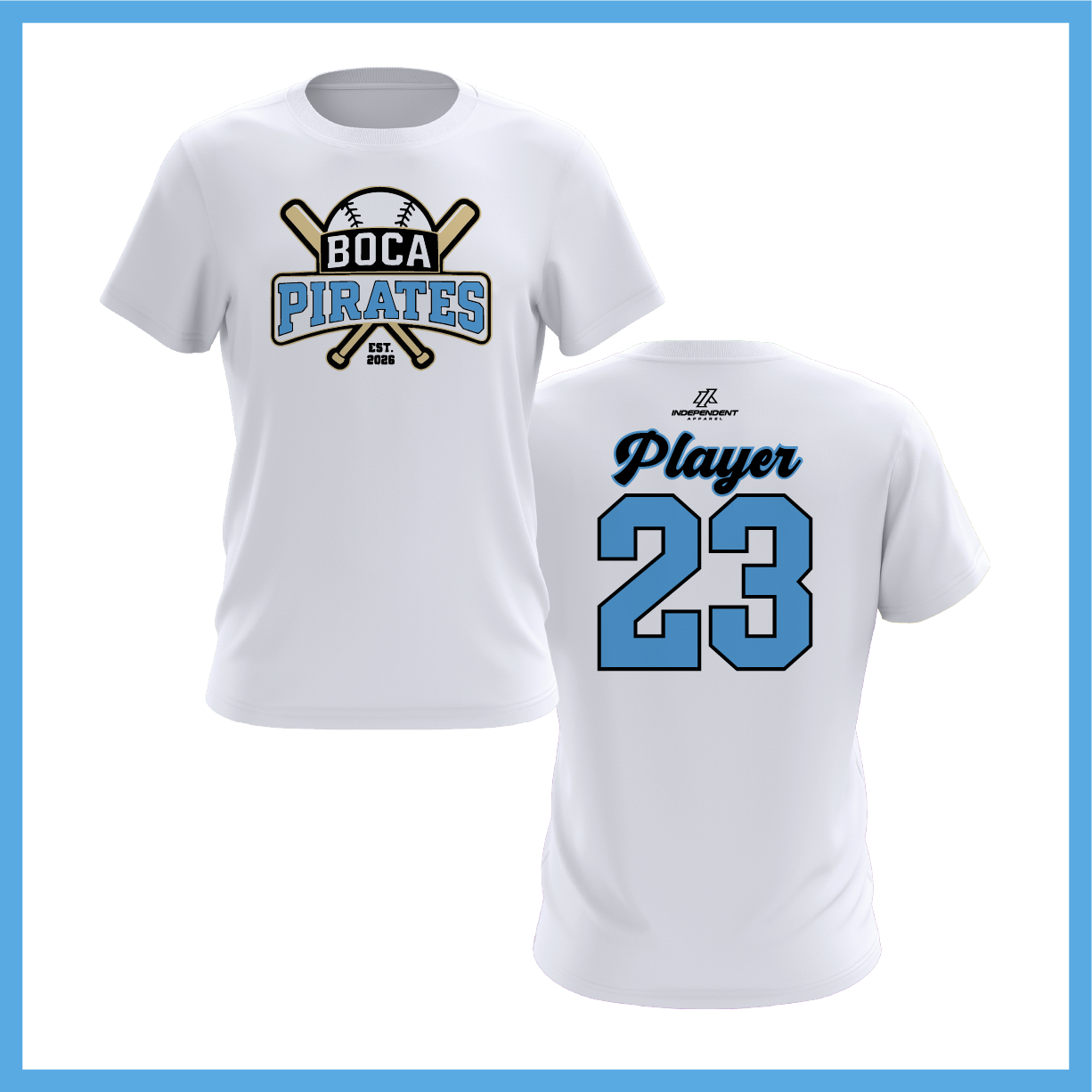 Boca Pirates Baseball Logo Short Sleeve Shirt