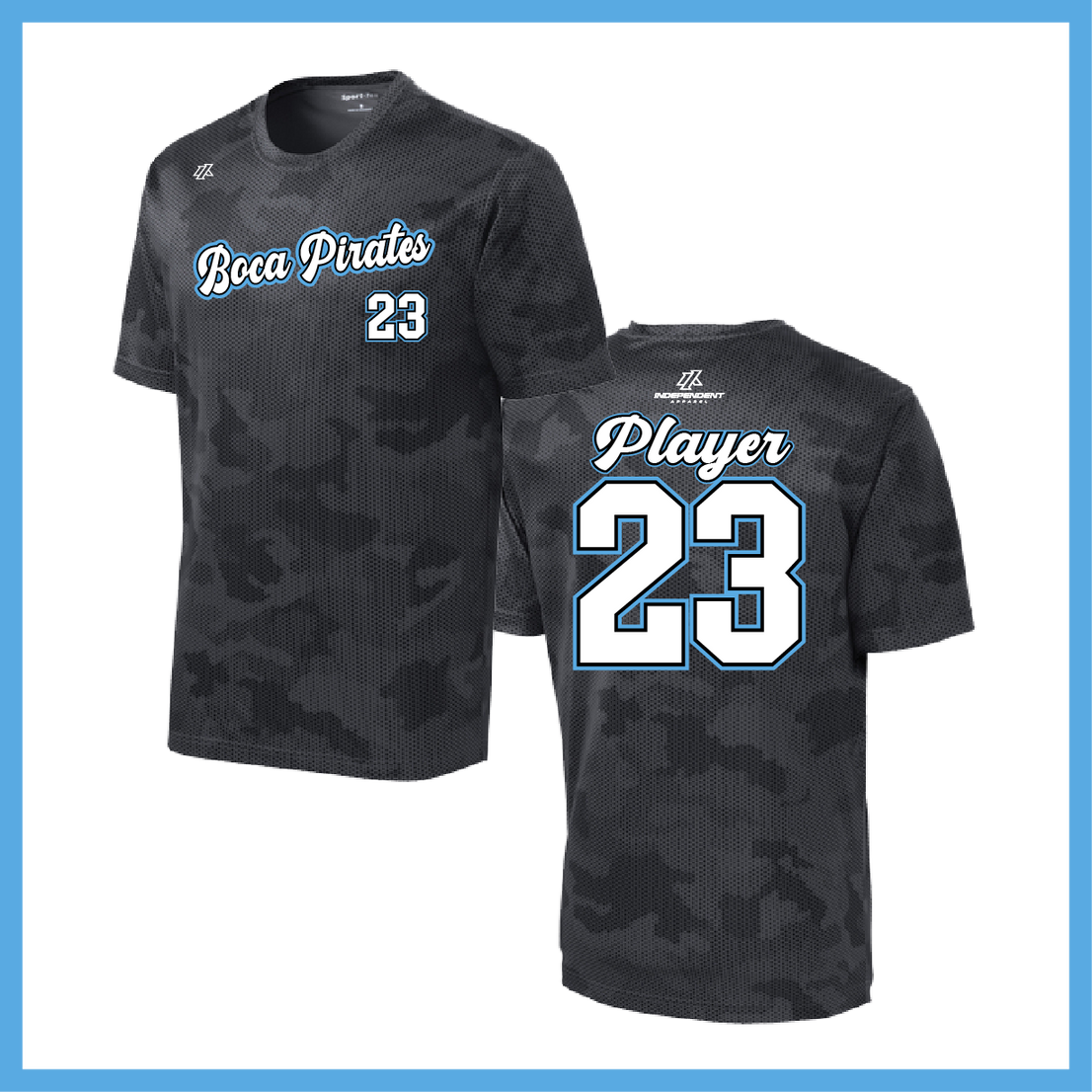 Boca Pirates Baseball Logo Hex Camo Short Sleeve Shirt