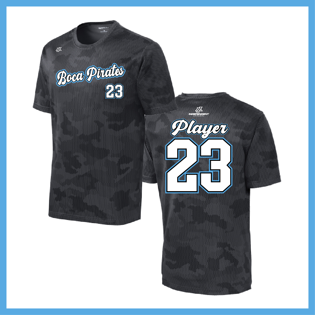 Boca Pirates Baseball Logo Hex Camo Short Sleeve Shirt