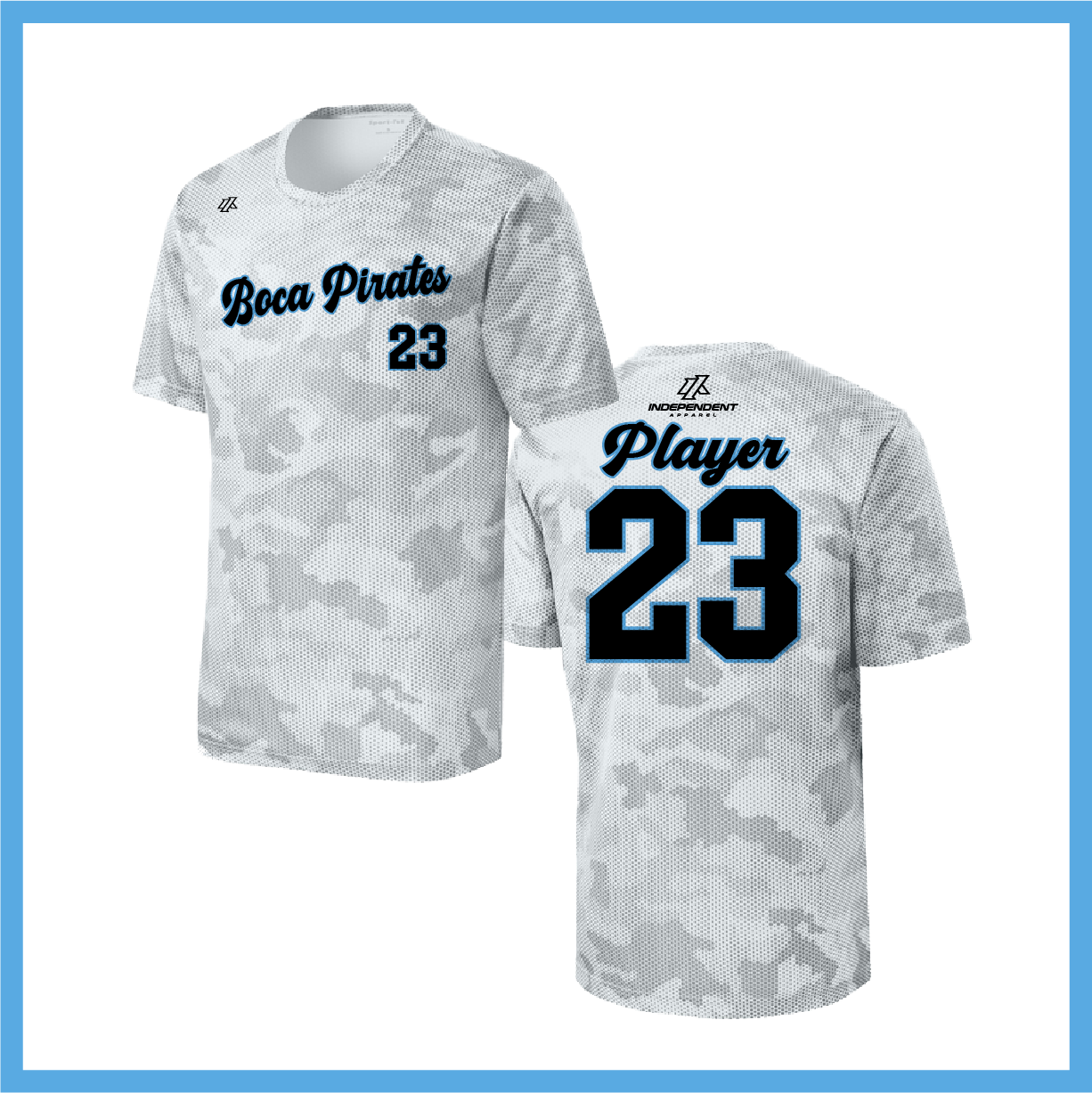 Boca Pirates Baseball Logo Hex Camo Short Sleeve Shirt