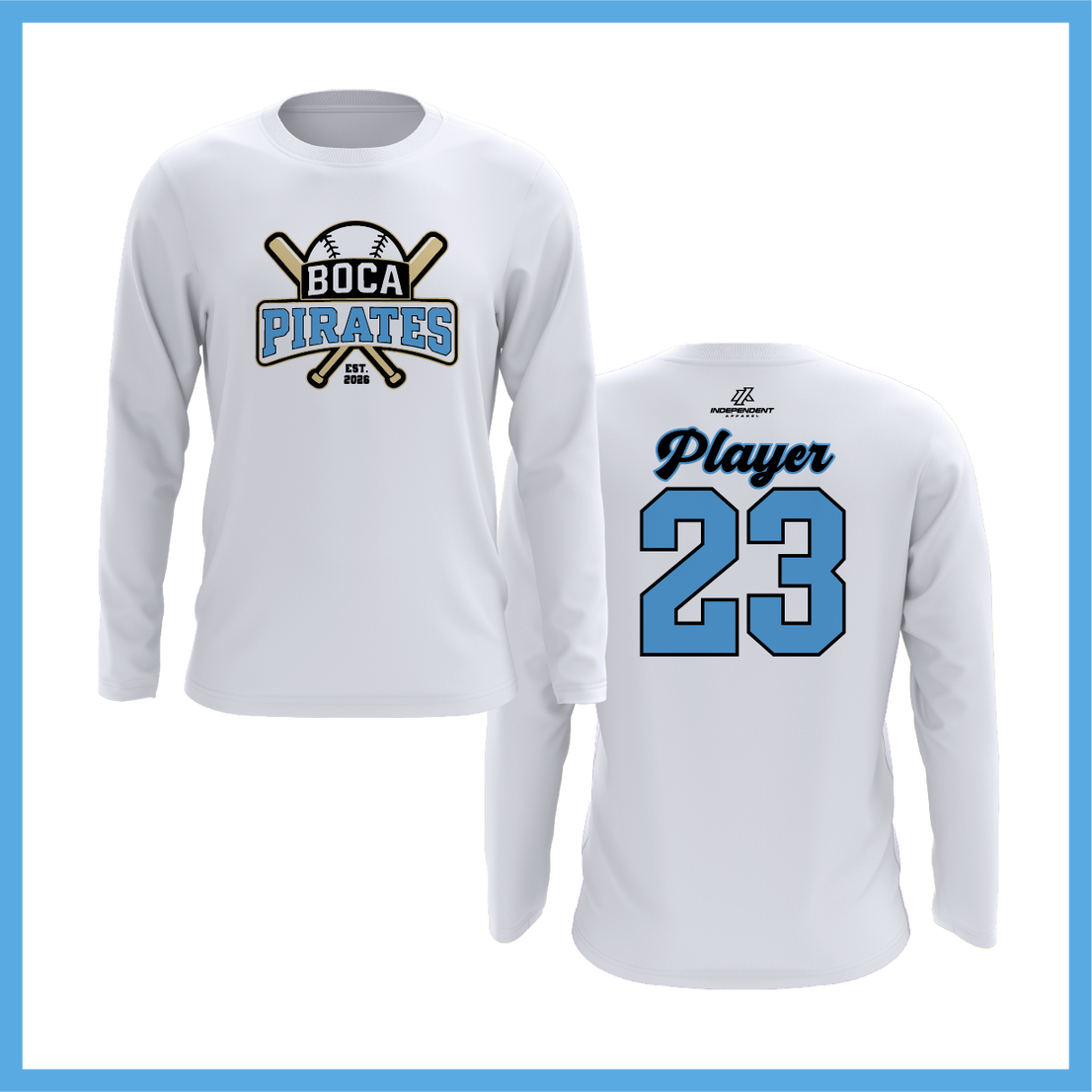 Boca Pirates Baseball Logo Long Sleeve Shirt