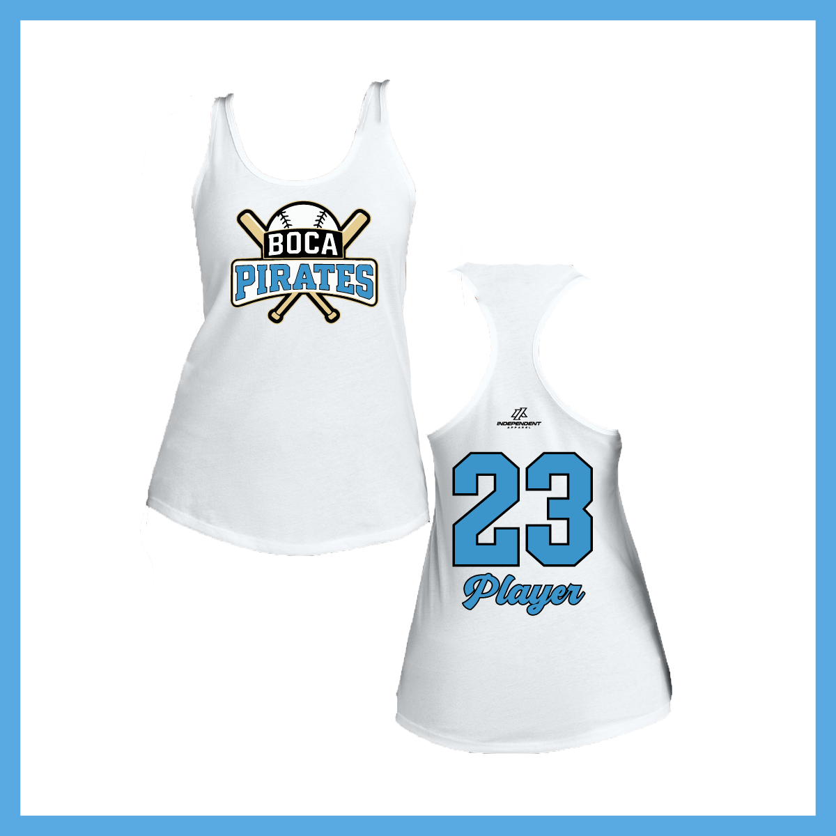 Boca Pirates Baseball Logo Women's Poly/Cotton Tank Top