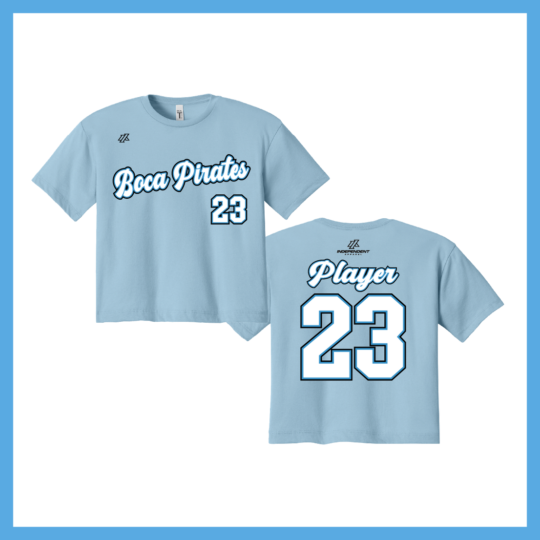 Boca Pirates Script Logo Women's Crop Poly/Cotton Tee