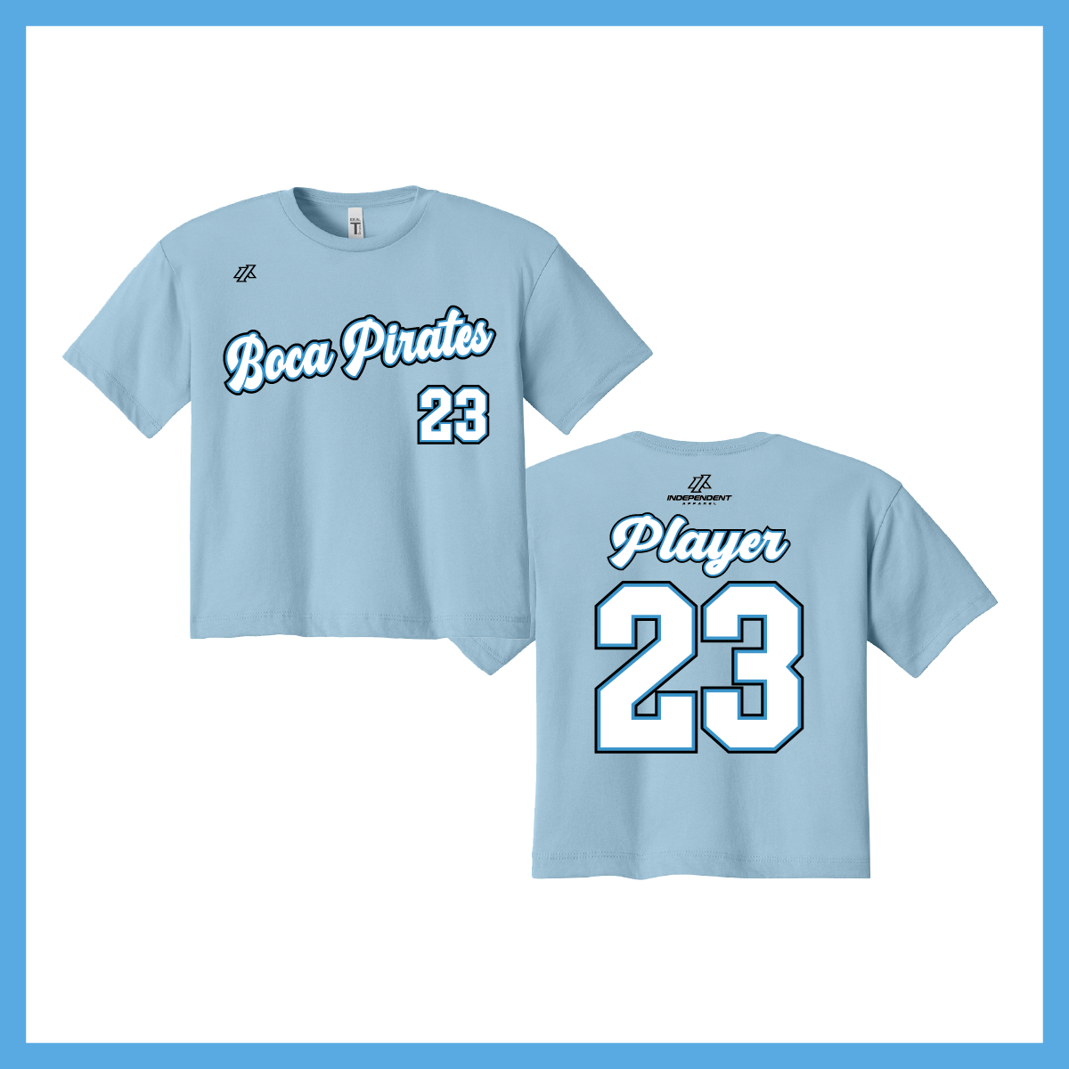 Boca Pirates Script Logo Women's Crop Poly/Cotton Tee