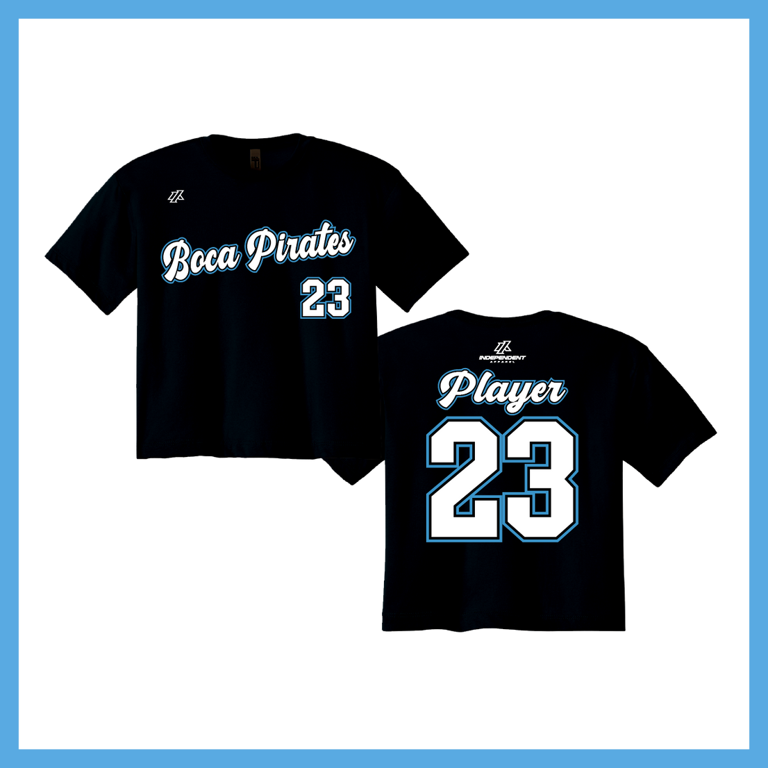 Boca Pirates Script Logo Women's Crop Poly/Cotton Tee