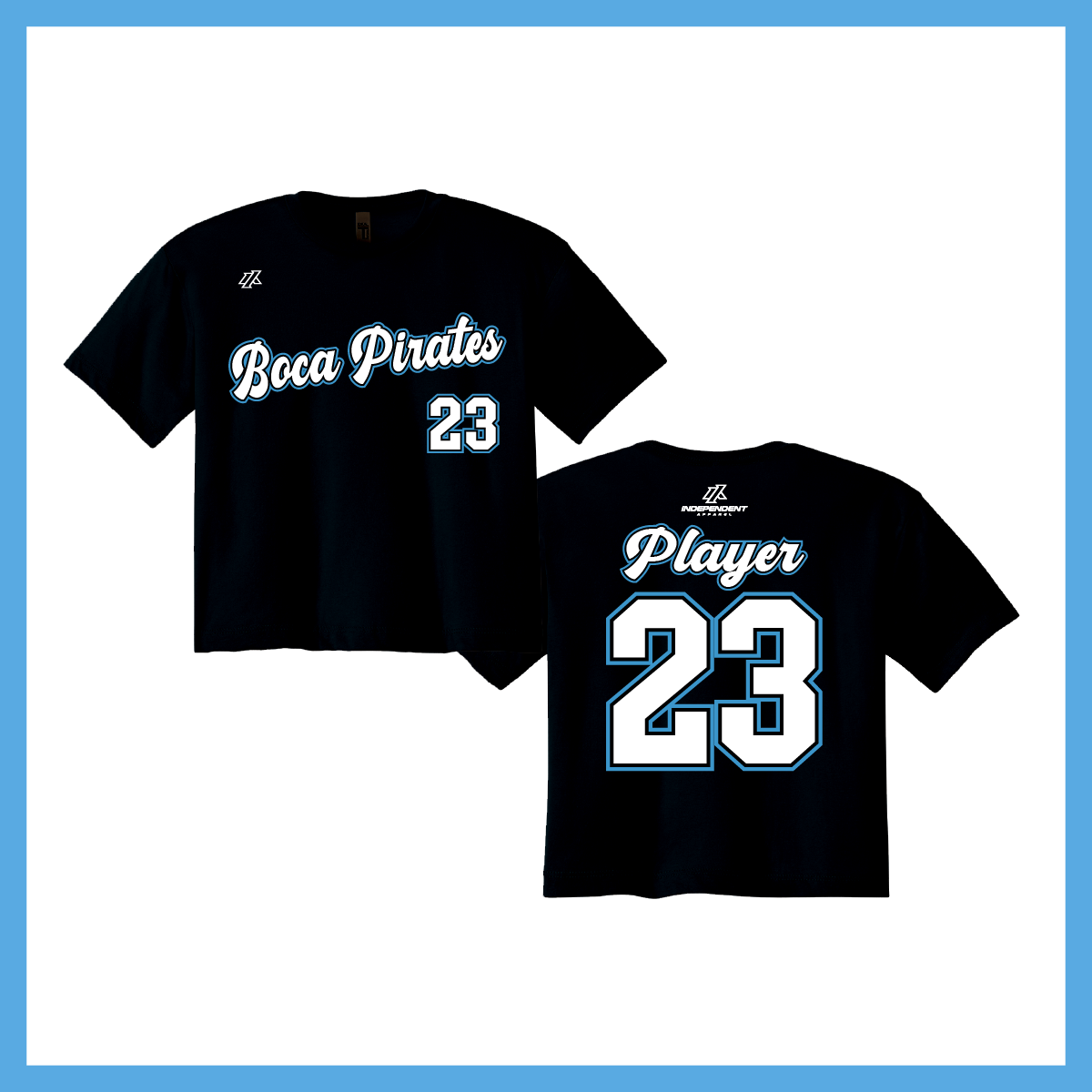 Boca Pirates Script Logo Women's Crop Poly/Cotton Tee