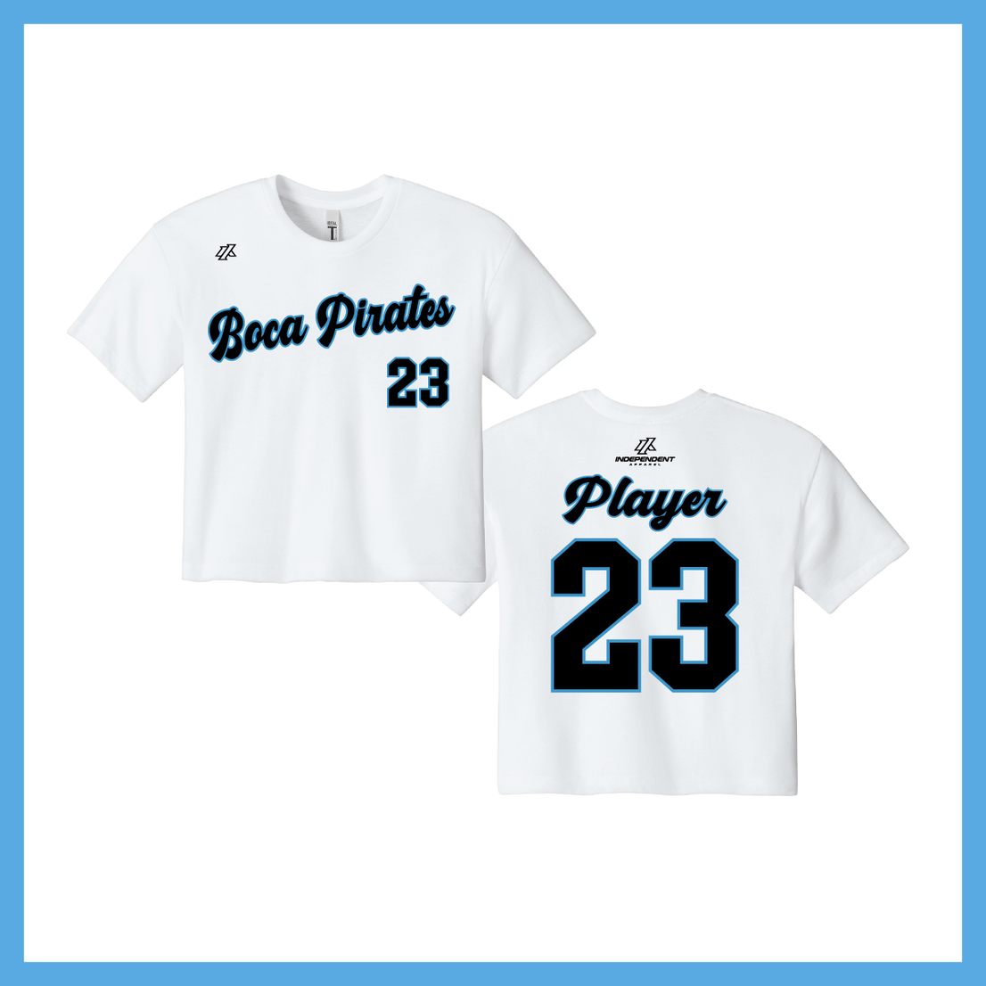 Boca Pirates Script Logo Women's Crop Poly/Cotton Tee
