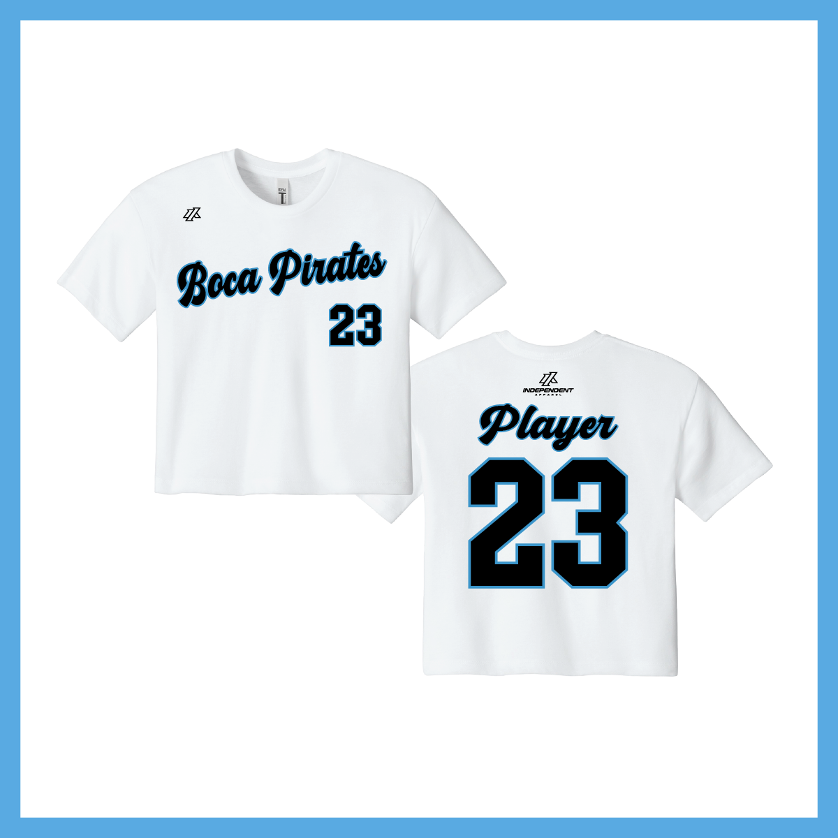Boca Pirates Script Logo Women's Crop Poly/Cotton Tee