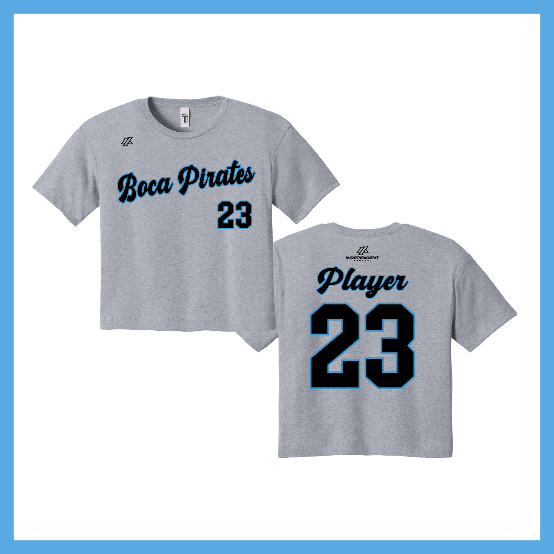 Boca Pirates Script Logo Women's Crop Poly/Cotton Tee