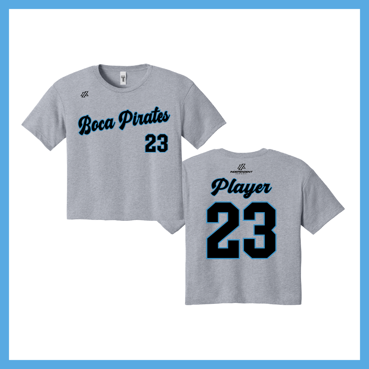 Boca Pirates Script Logo Women's Crop Poly/Cotton Tee
