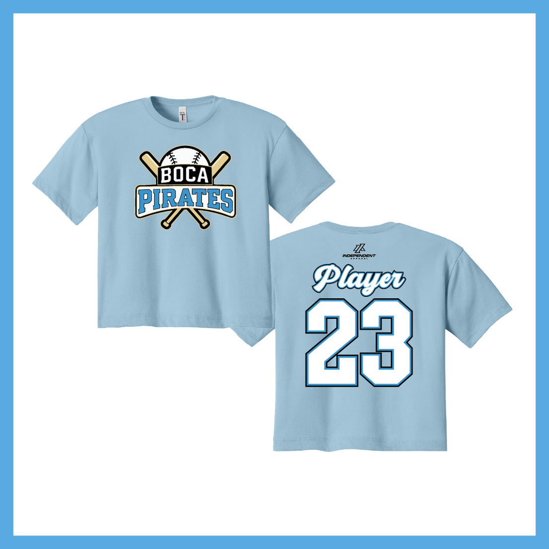 Boca Pirates Baseball Logo Women's Crop Poly/Cotton Tee
