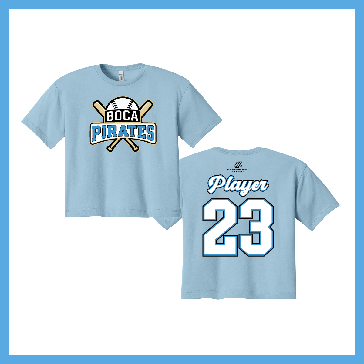 Boca Pirates Baseball Logo Women's Crop Poly/Cotton Tee
