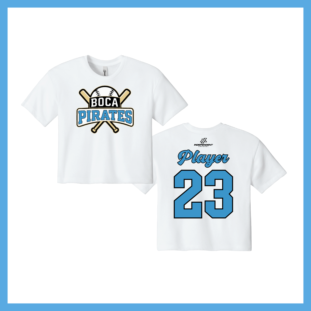 Boca Pirates Baseball Logo Women's Crop Poly/Cotton Tee