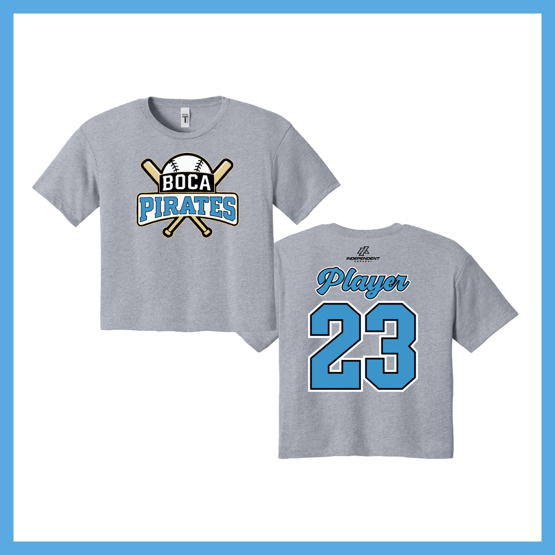 Boca Pirates Baseball Logo Women's Crop Poly/Cotton Tee