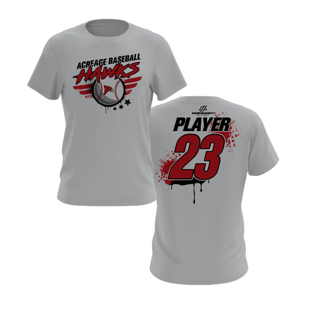 Acreage Baseball Hawks Splatter Logo Short Sleeve Shirt