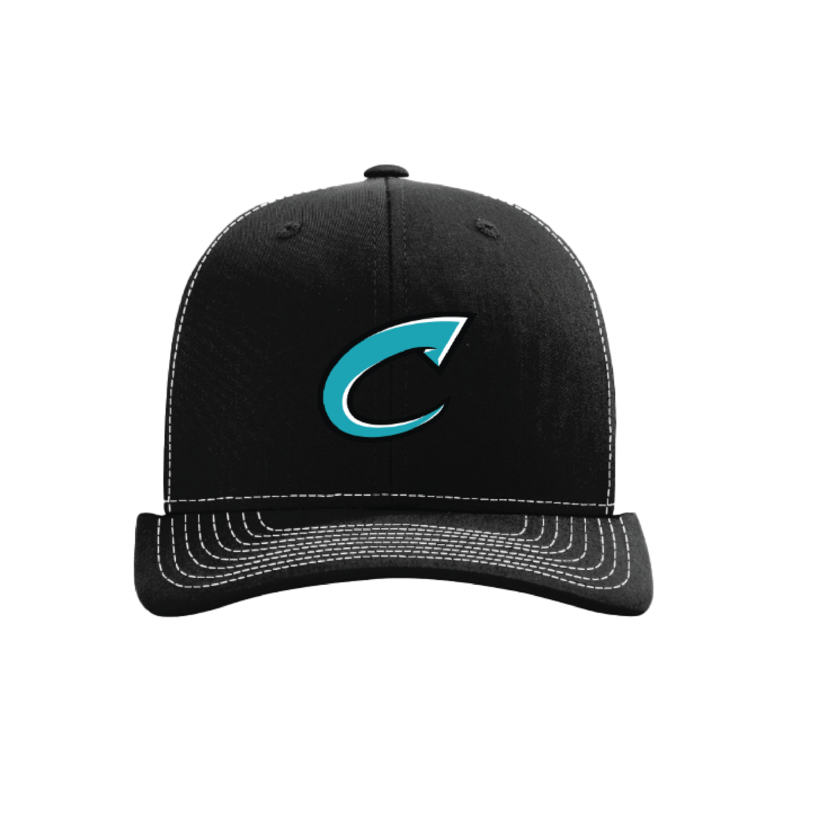 CCLL Black and White Snapback Hat with Teal C Logo