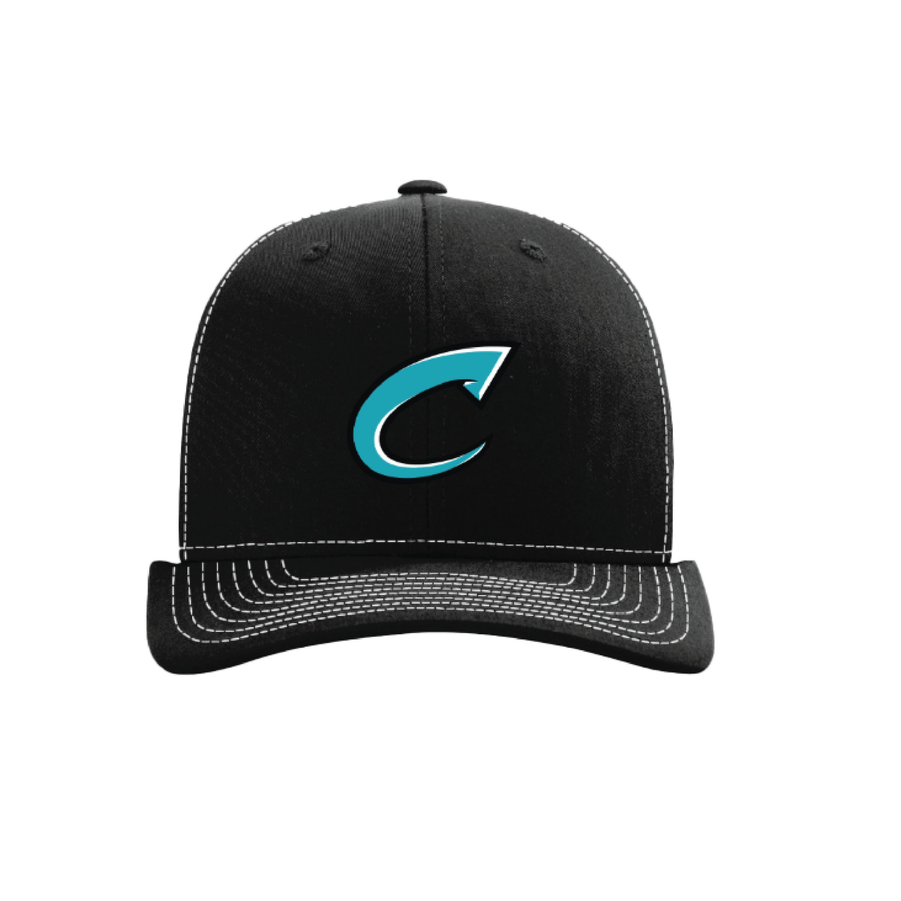 CCLL Black and White Snapback Hat with Teal C Logo