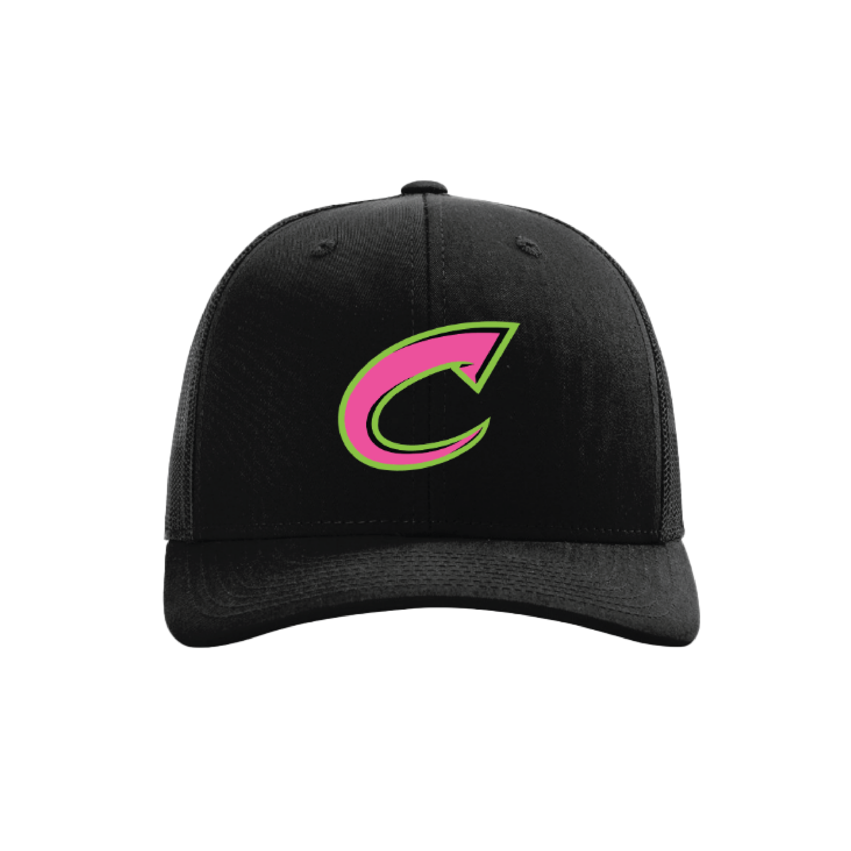 CCLL Black Snapback Hat with Pick/Lime Green C Logo