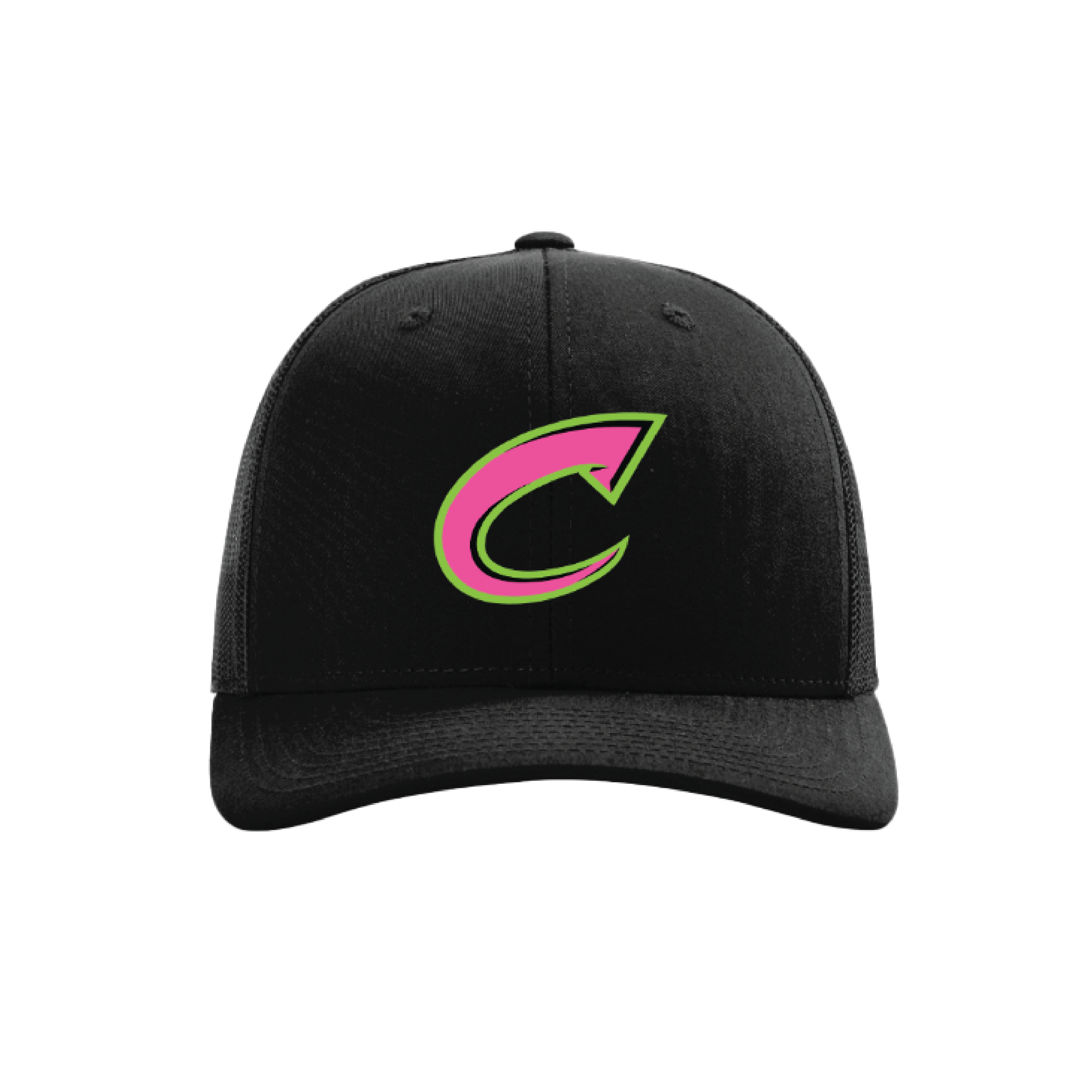 CCLL Black Snapback Hat with Pick/Lime Green C Logo