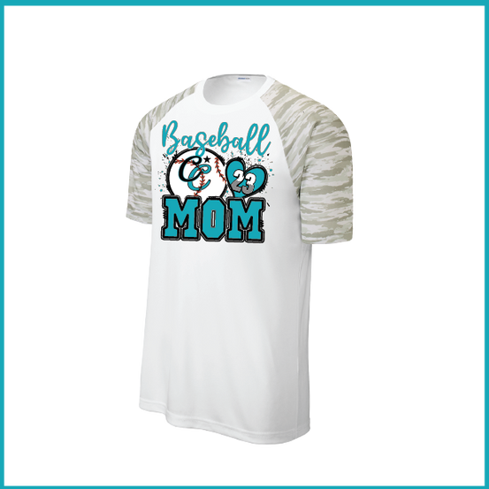 CCLL Marlins Majors Mom Logo White Camo Short Sleeve Shirt