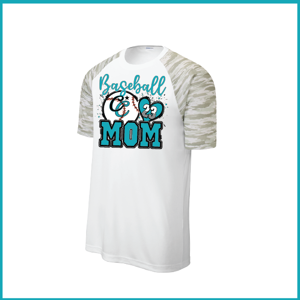 CCLL Marlins Majors Mom Logo White Camo Short Sleeve Shirt